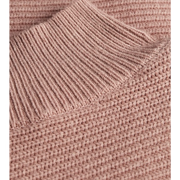 MINT Turtleneck Asymmetrical Hem Midi Sweater Dress BLUSHING MAUVE - Picture 7 of 7